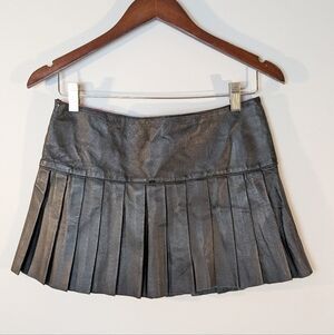 Mendocino Y2K Style Pleated Leather Micro Skirt, Size S